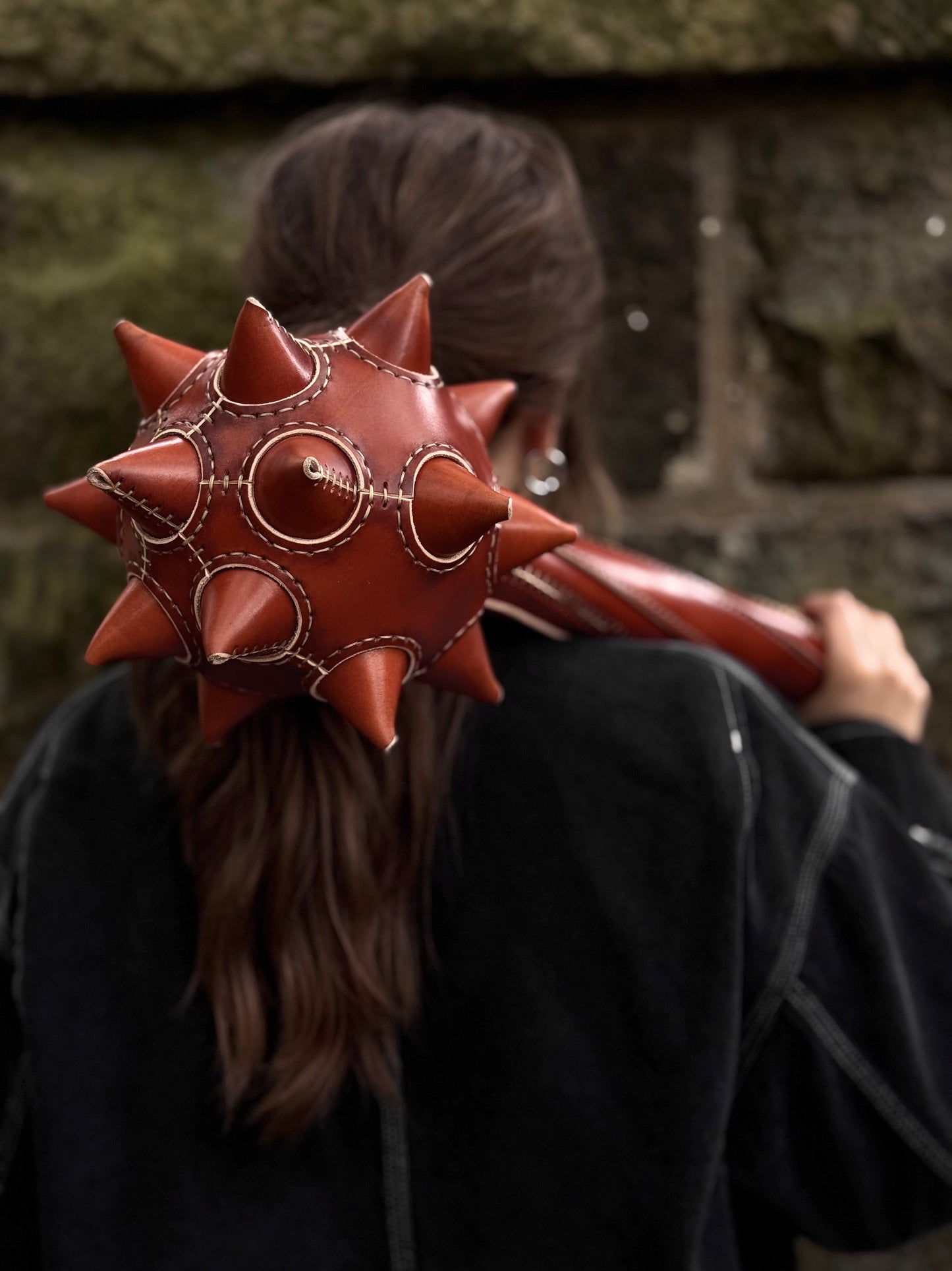Handmade leather Art Object Inspired by a Medieval Mace