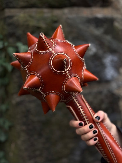 Handmade leather Art Object Inspired by a Medieval Mace