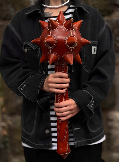 Handmade leather Art Object Inspired by a Medieval Mace