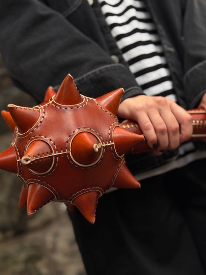 Handmade leather Art Object Inspired by a Medieval Mace
