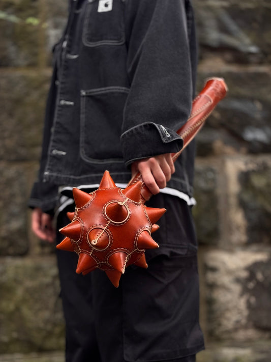 Handmade leather Art Object Inspired by a Medieval Mace