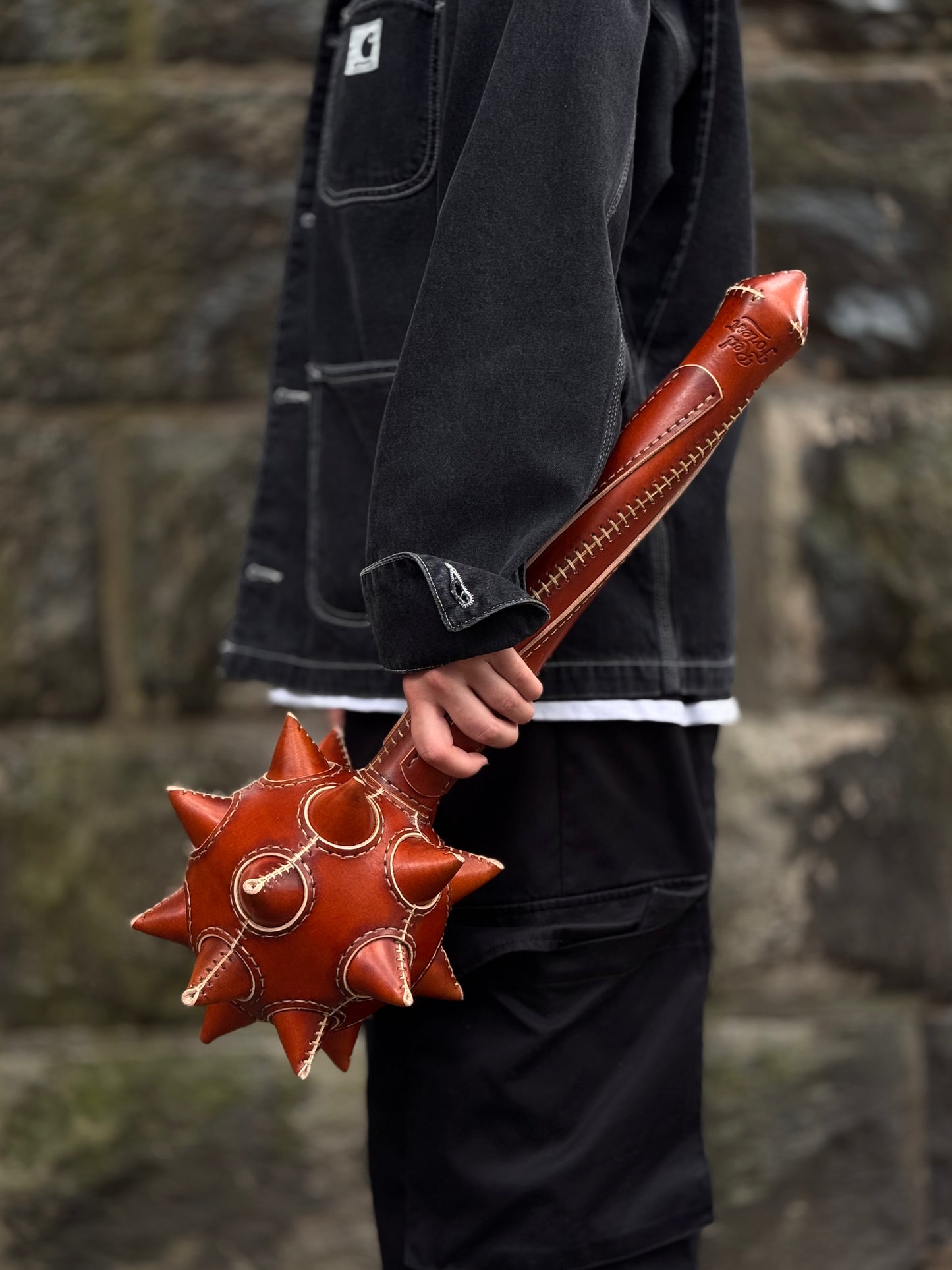 Handmade leather Art Object Inspired by a Medieval Mace