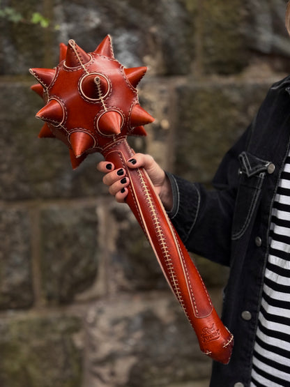 Handmade leather Art Object Inspired by a Medieval Mace