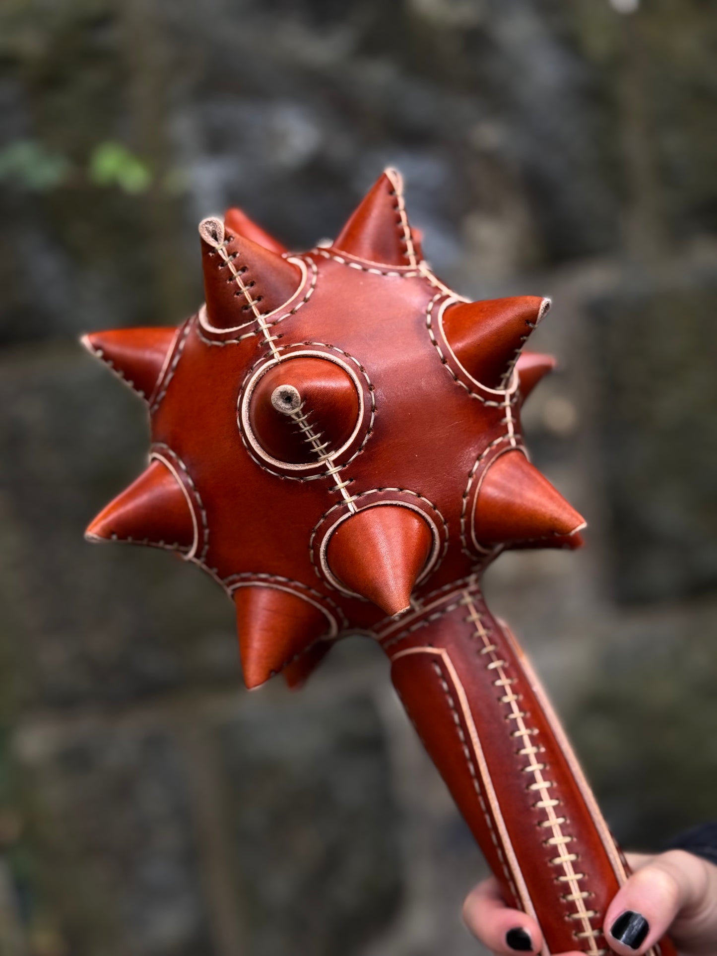 Handmade leather Art Object Inspired by a Medieval Mace