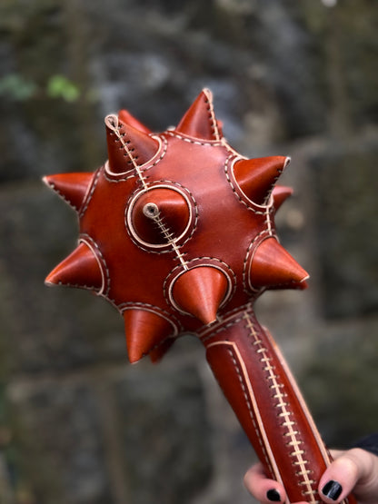 Handmade leather Art Object Inspired by a Medieval Mace
