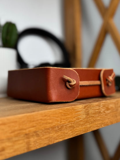 Handmade Brown Leather Valet Tray | Minimalist Leather Catchall Organizer