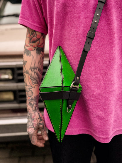 Handmade Green Crystal Bag | Geometric Sculptural Handbag with Magnetic Closure