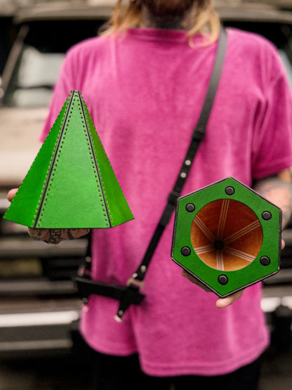 Handmade Green Crystal Bag | Geometric Sculptural Handbag with Magnetic Closure