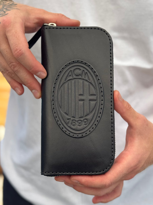 Black Leather Zip Around Wallet | Long Minimalist Design