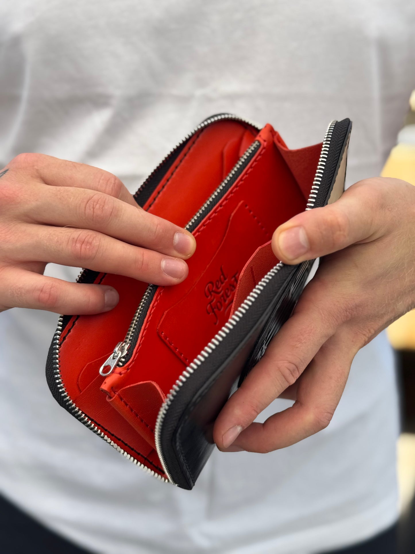 Black Leather Zip Around Wallet | Long Minimalist Design