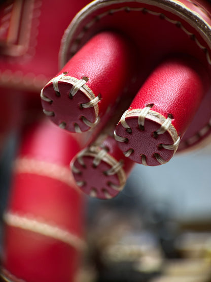 Handmade Leather Robot Sculpture with Storage Compartment