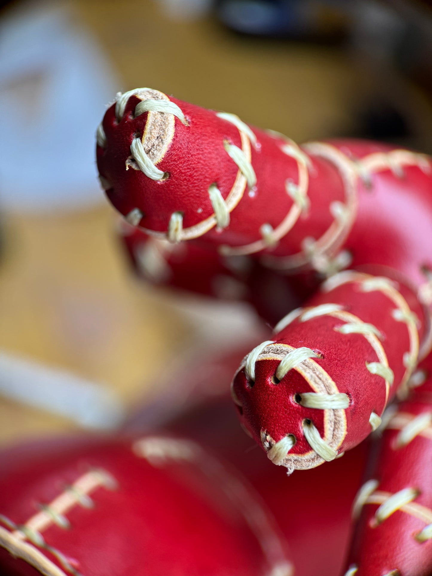Handmade Red Leather Sculpture| Stitched Leather Art Character
