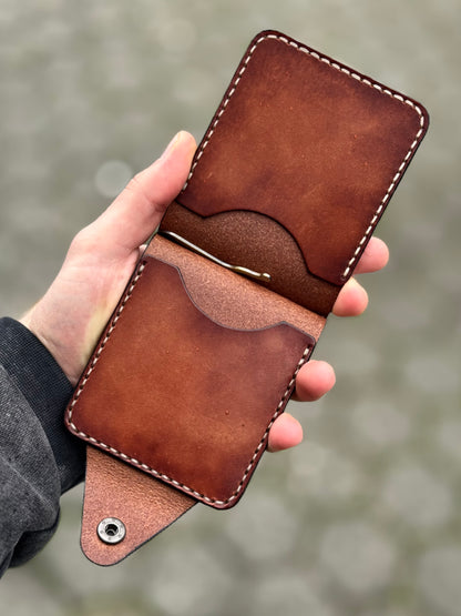 Handmade leather Money Clip with Coin Pocket | Vegetable Tanned Leader