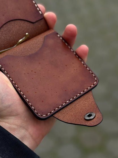 Handmade leather Money Clip with Coin Pocket | Vegetable Tanned Leader