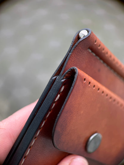 Handmade leather Money Clip with Coin Pocket | Vegetable Tanned Leader