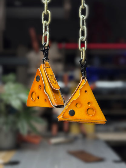 Leather Cheese Keychain Pouch | Coin Bag