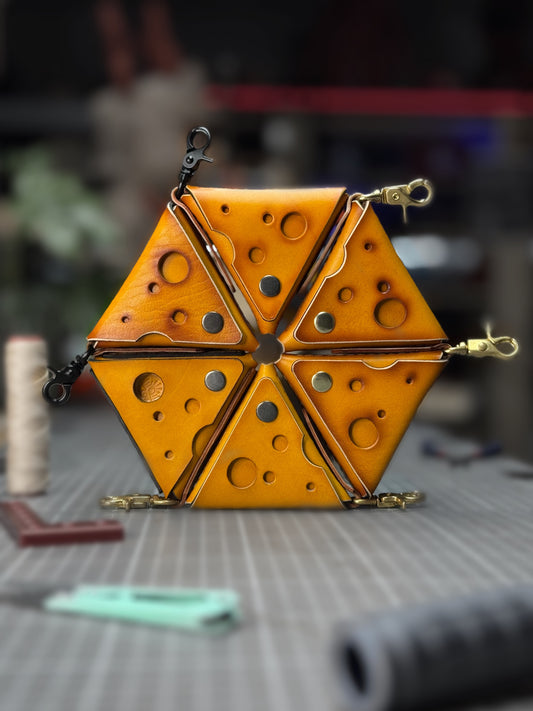 Leather Cheese Keychain Pouch | Coin Bag