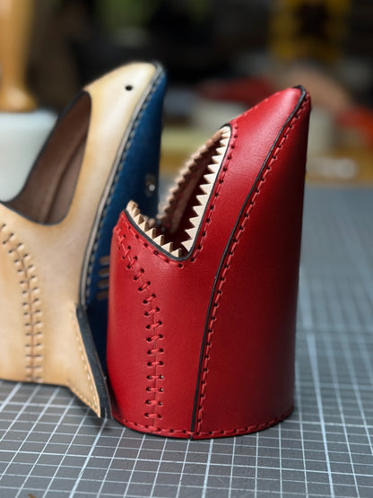 Leather Shark Pen Holder| Modular Desk Organizer