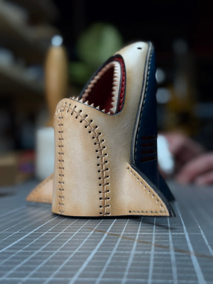 Leather Shark Pen Holder| Modular Desk Organizer