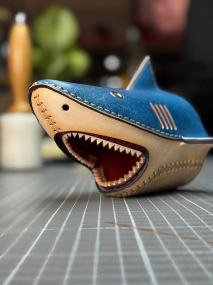 Leather Shark Pen Holder| Modular Desk Organizer