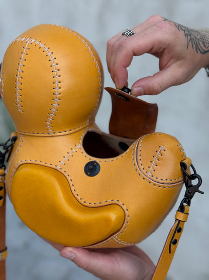 Yellow Duck Leather Bag | Sculptural Leather Handbag
