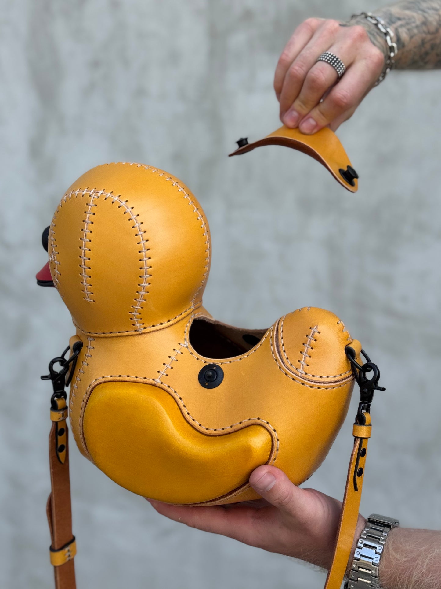 Yellow Duck Leather Bag | Sculptural Leather Handbag