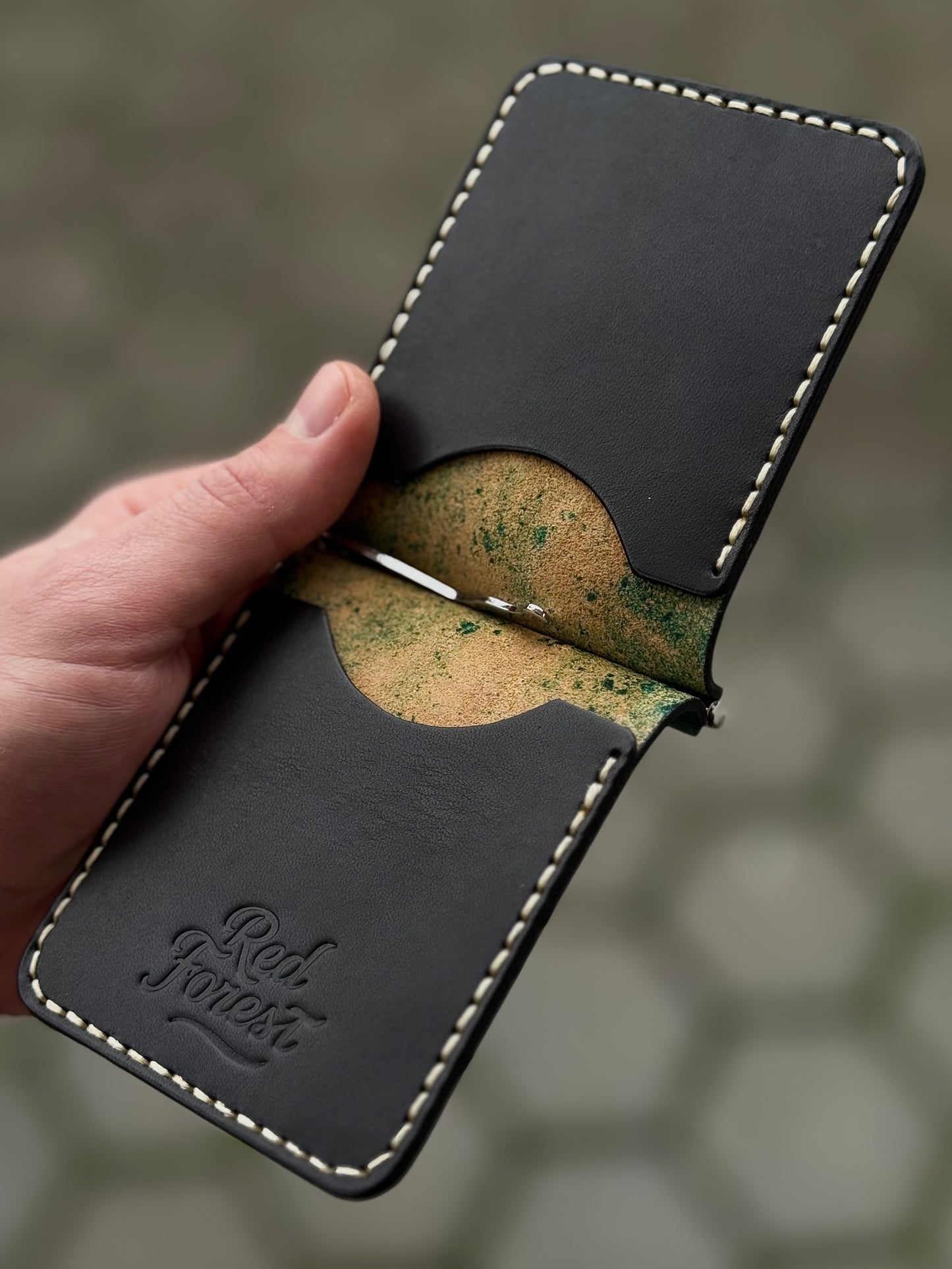 One of One Handmade Leather Money Clip | Hand-Dyed Unique Piece