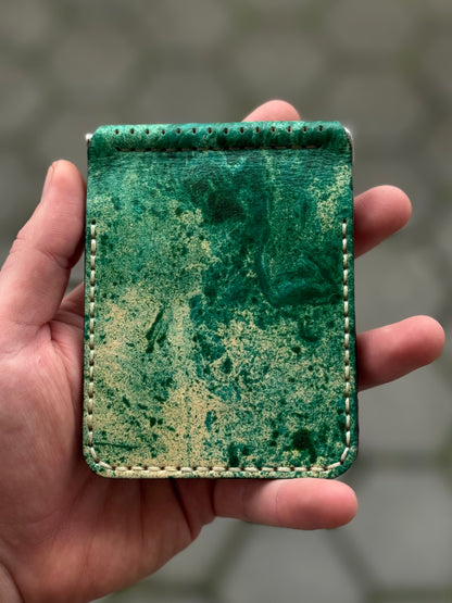One of One Handmade Leather Money Clip | Hand-Dyed Unique Piece