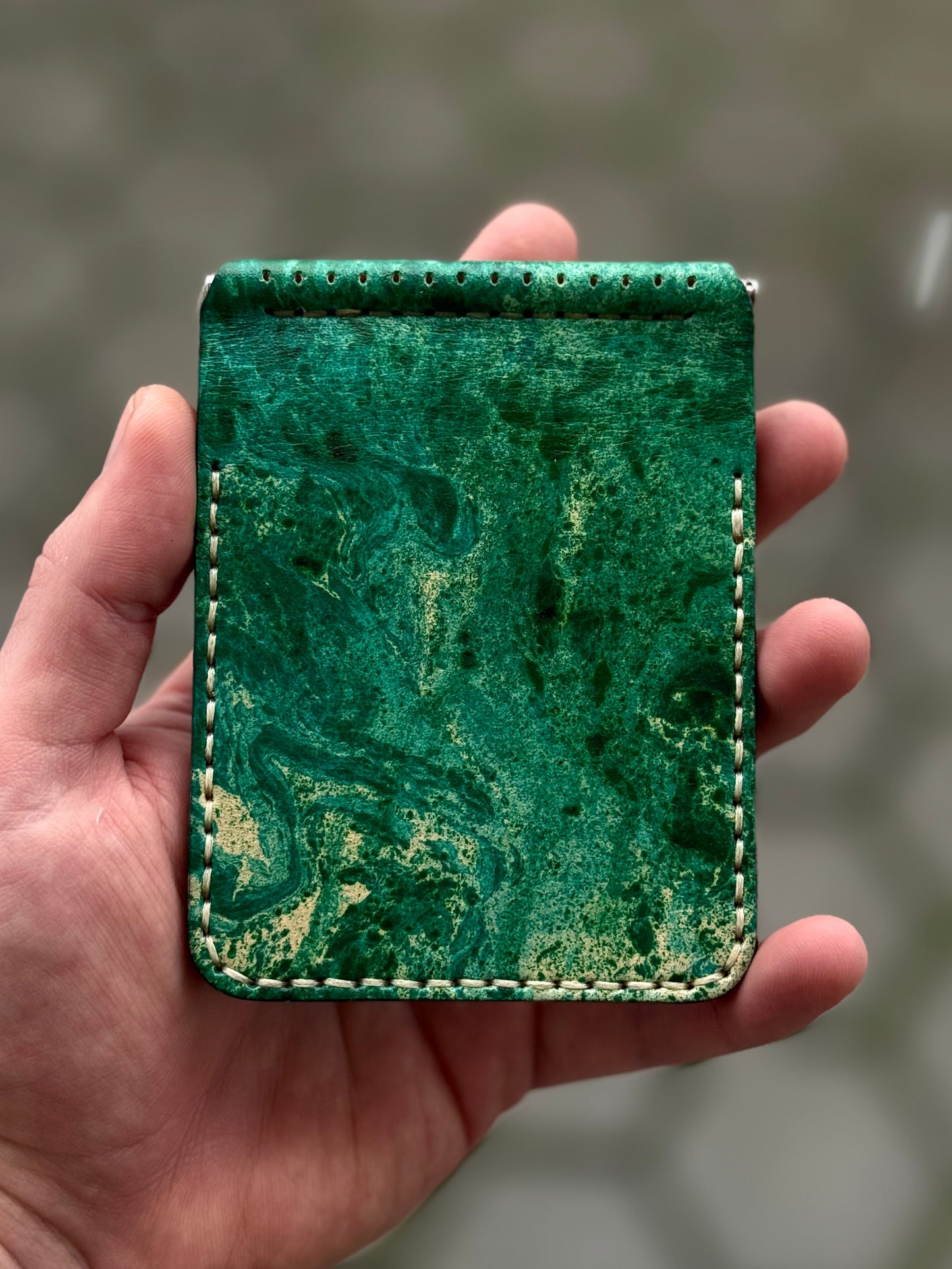 One of One Handmade Leather Money Clip | Hand-Dyed Unique Piece