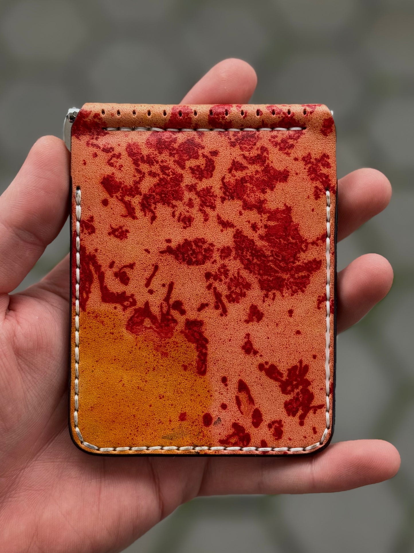 One of One Handmade Leather Money Clip | Hand-Dyed Unique Piece