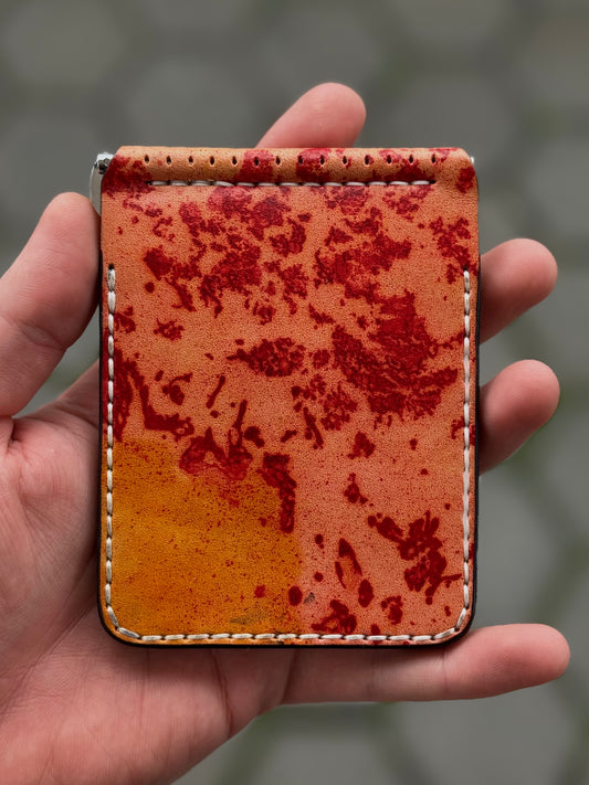 One of One Handmade Leather Money Clip | Hand-Dyed Unique Piece