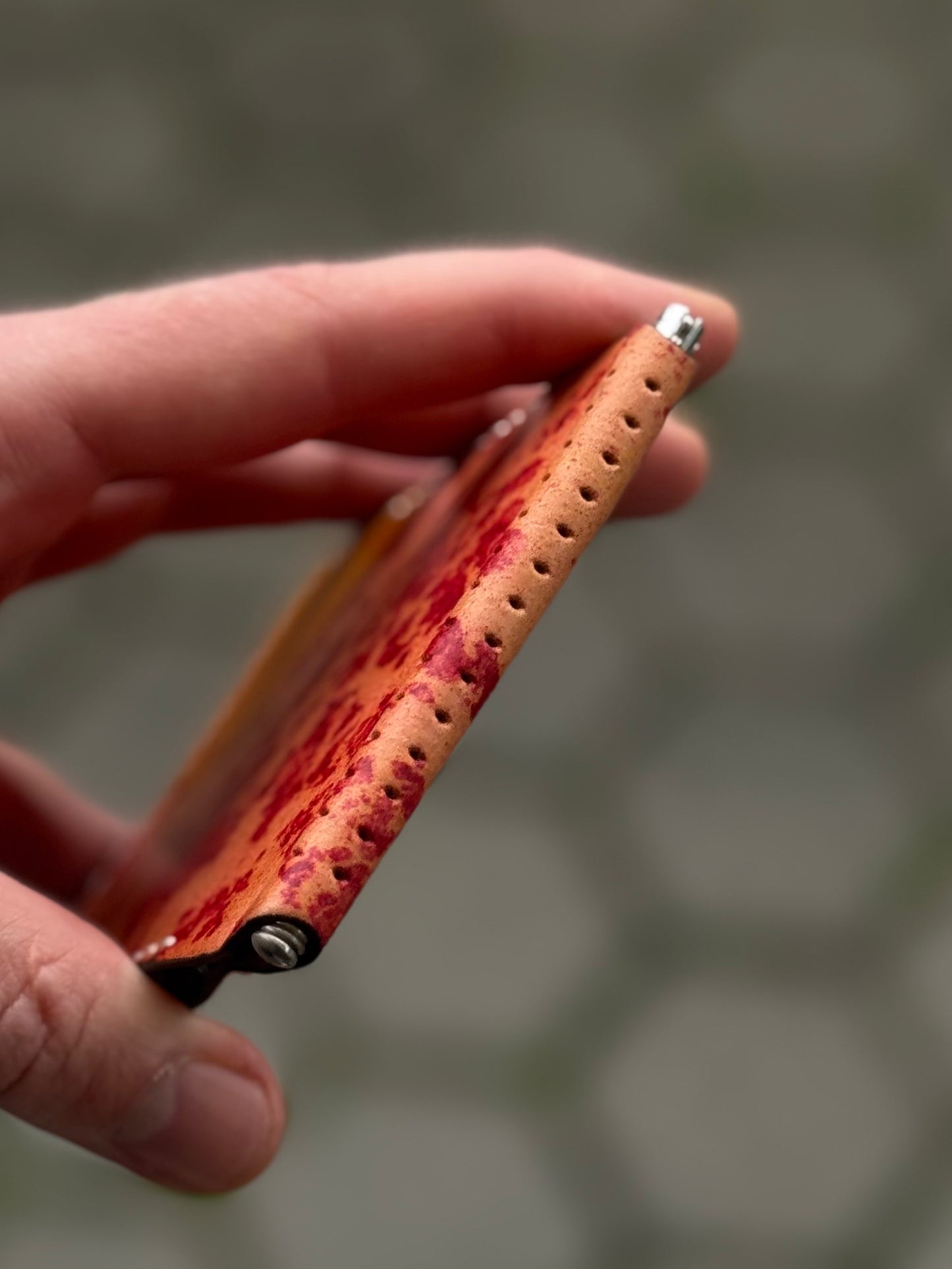 One of One Handmade Leather Money Clip | Hand-Dyed Unique Piece