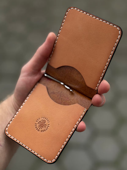 One of One Handmade Leather Money Clip | Hand-Dyed Unique Piece