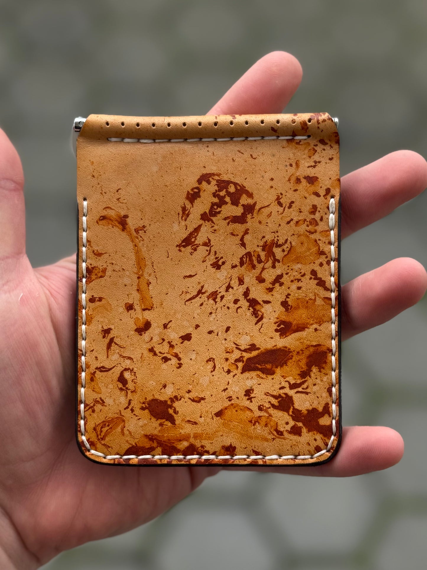 One of One Handmade Leather Money Clip | Hand-Dyed Unique Piece