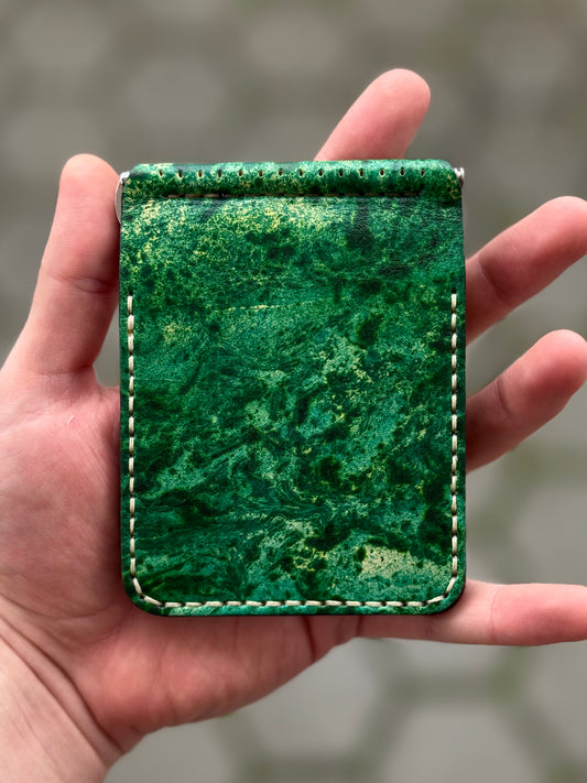 One of One Handmade Leather Money Clip | Hand-Dyed Unique Piece
