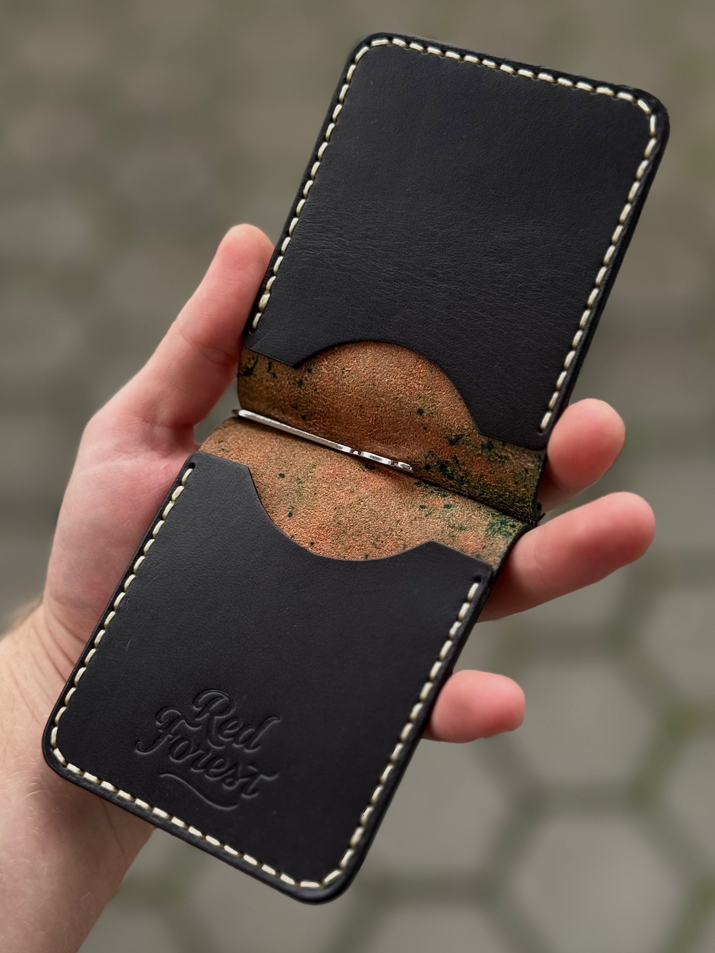 One of One Handmade Leather Money Clip | Hand-Dyed Unique Piece