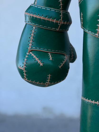 Green Plumber Character – Handmade and Hand-Painted Leather Sculpture