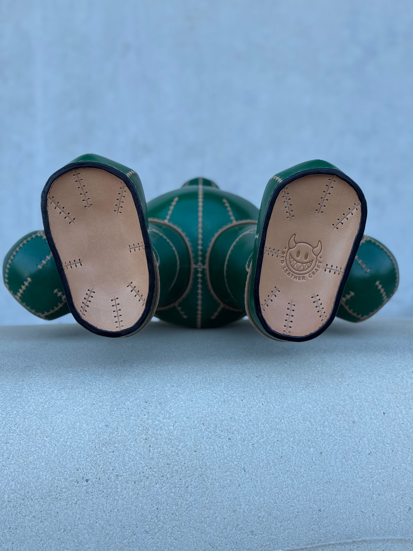 Green Plumber Character – Handmade and Hand-Painted Leather Sculpture