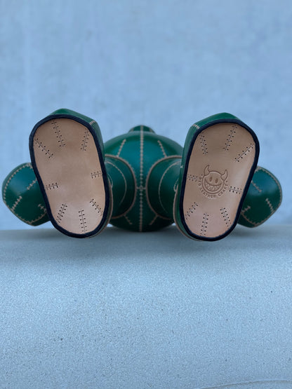 Green Plumber Character – Handmade and Hand-Painted Leather Sculpture