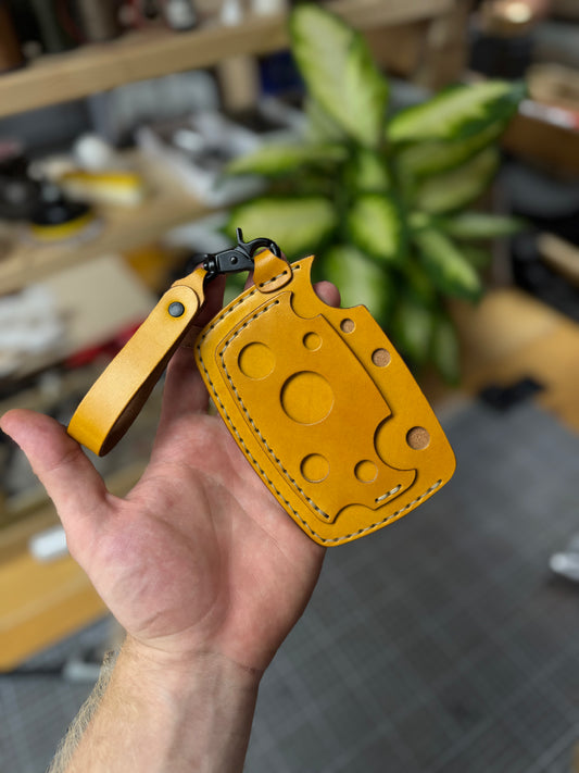 Yellow Leather Cardholder  Cheese-Shaped