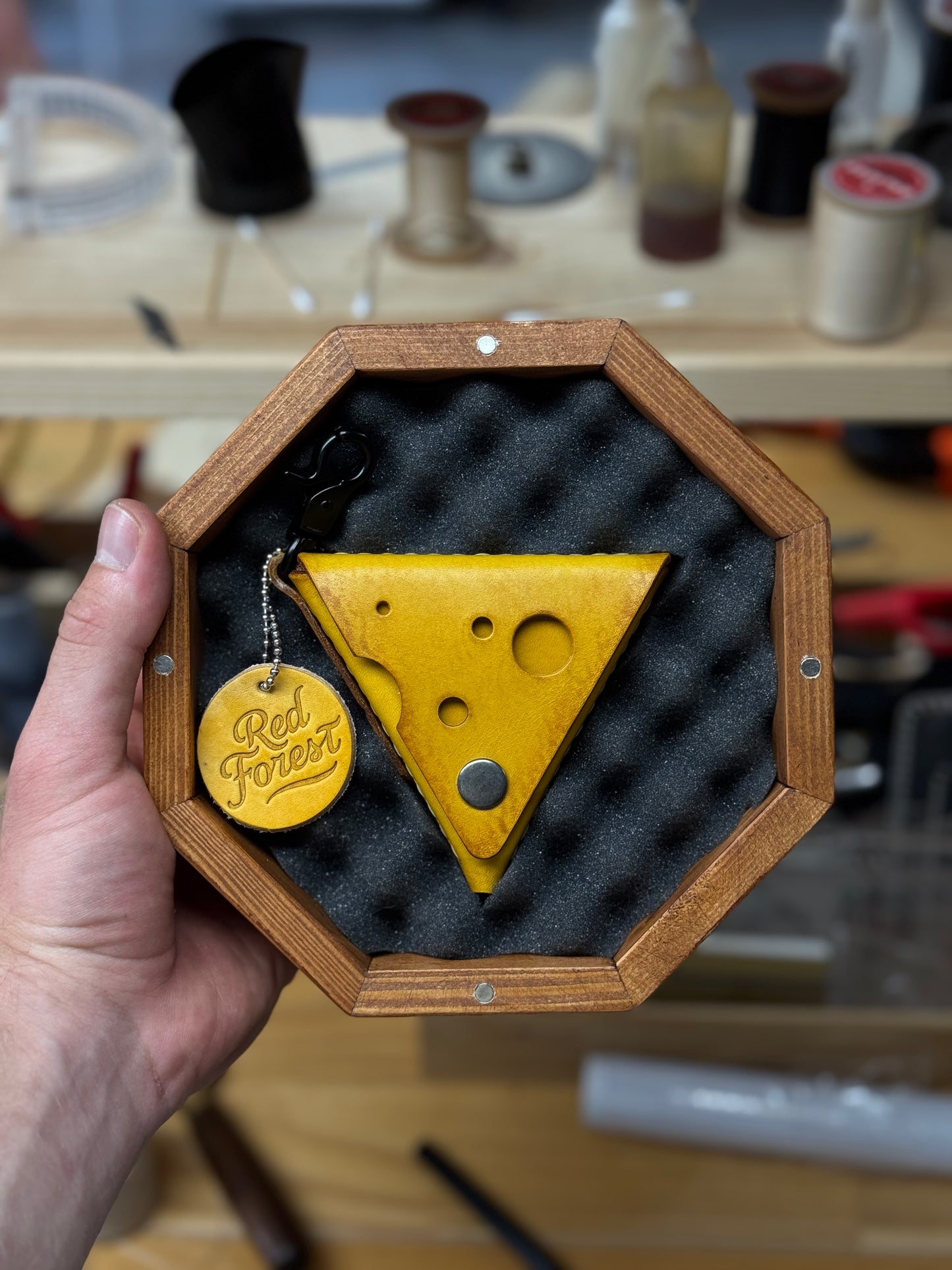 Leather Cheese Keychain Pouch | Coin Bag