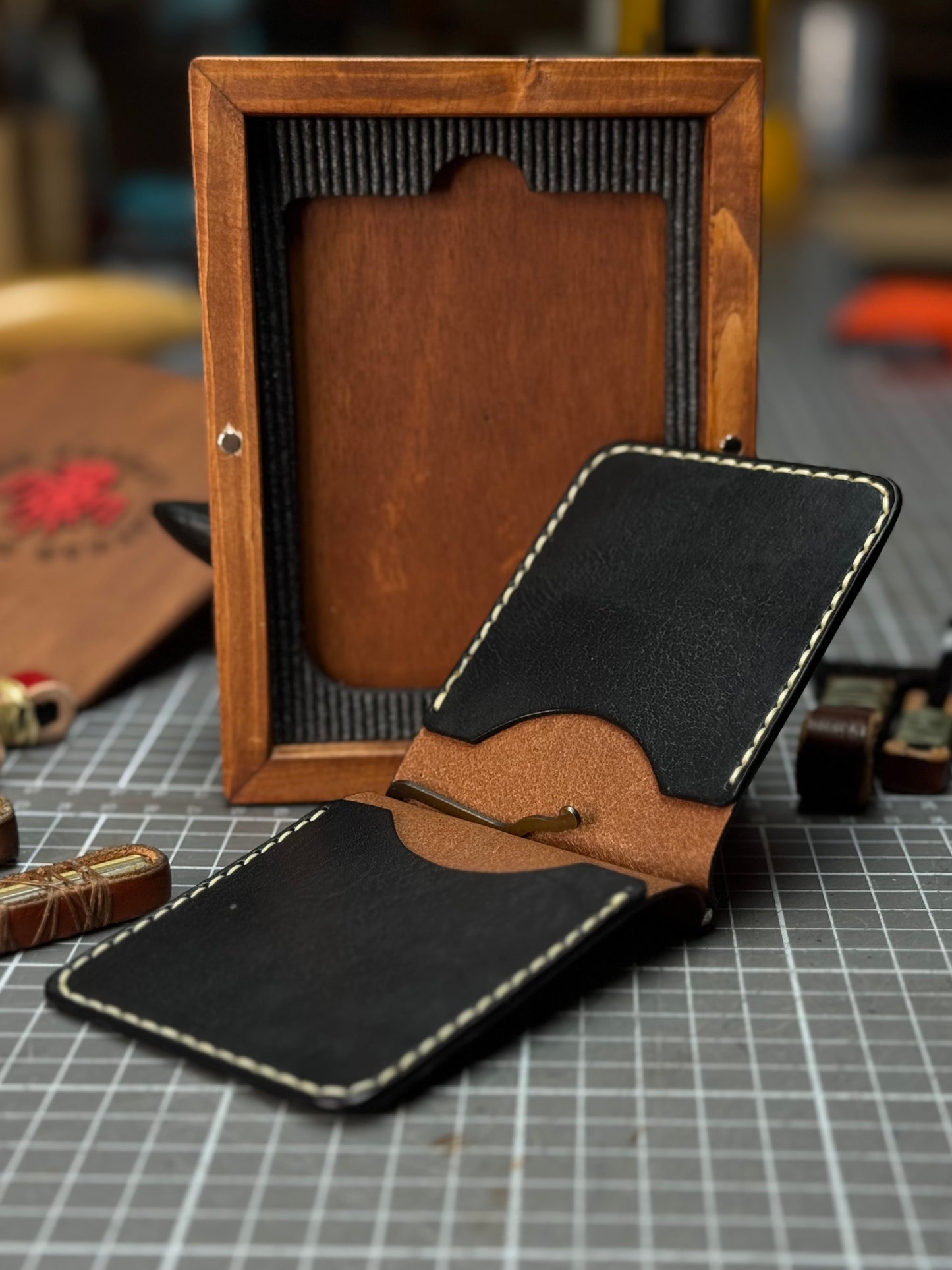 Handmade Brown Leather Money Clip