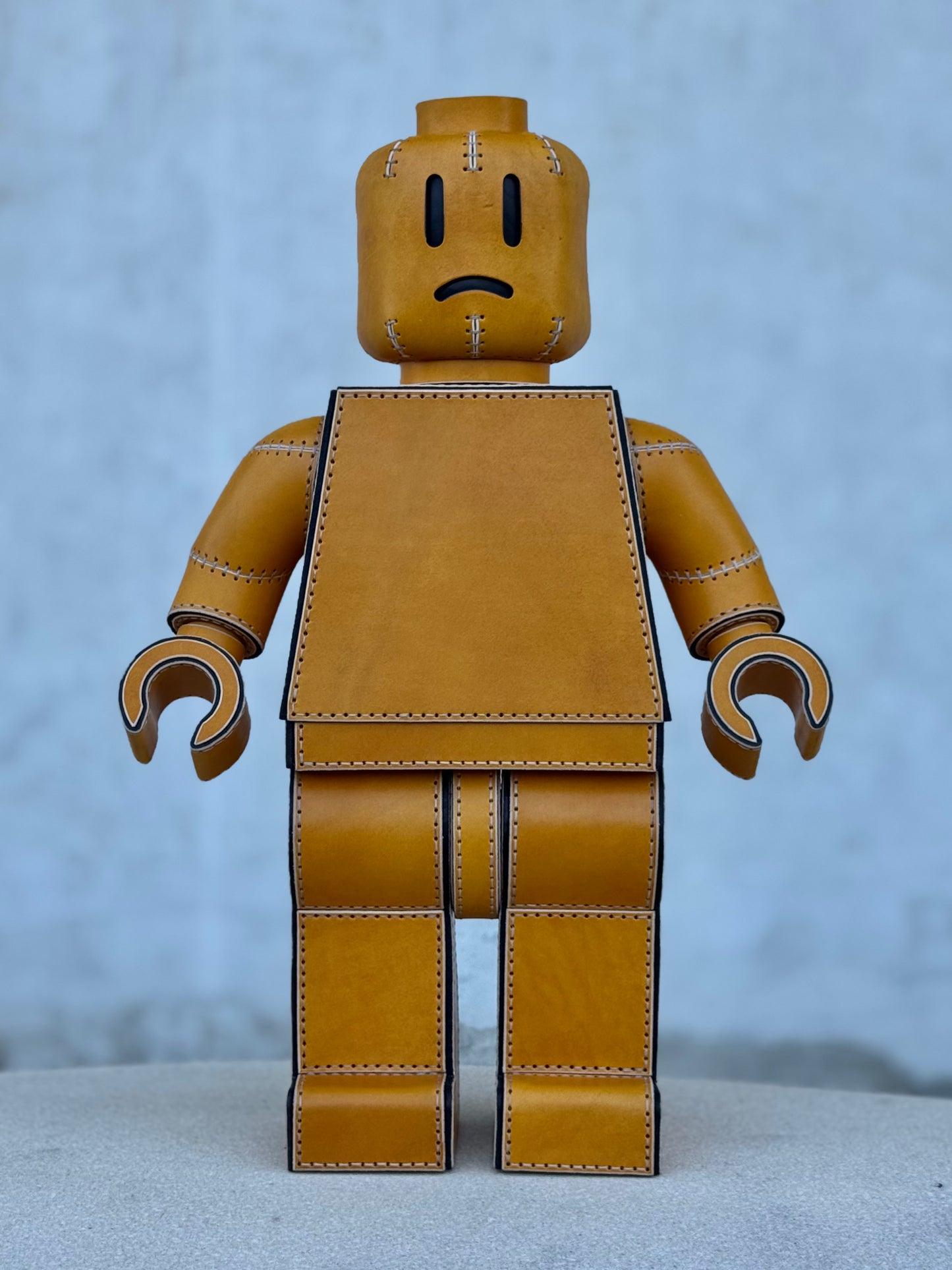 Handmade Building Block Character Leather Sculpture | Articulated Collectible