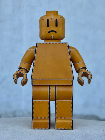 Handmade Building Block Character Leather Sculpture | Articulated Collectible