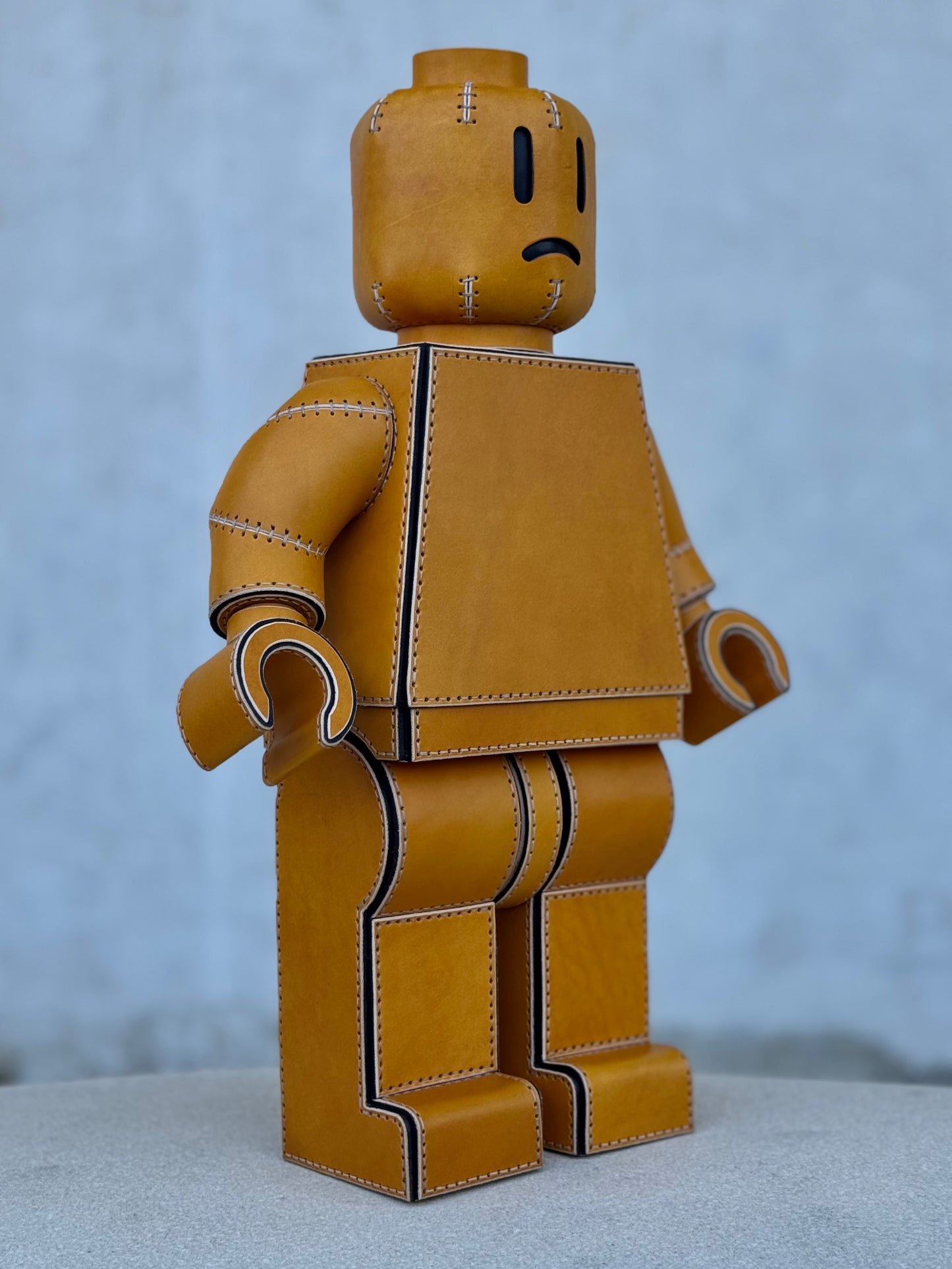 Handmade Building Block Character Leather Sculpture | Articulated Collectible