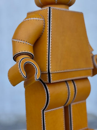 Handmade Building Block Character Leather Sculpture | Articulated Collectible