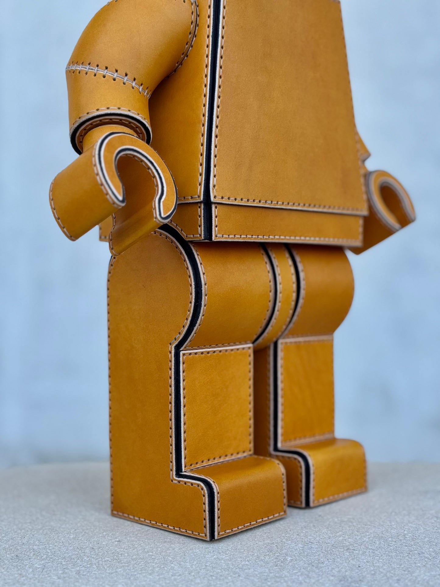 Handmade Building Block Character Leather Sculpture | Articulated Collectible