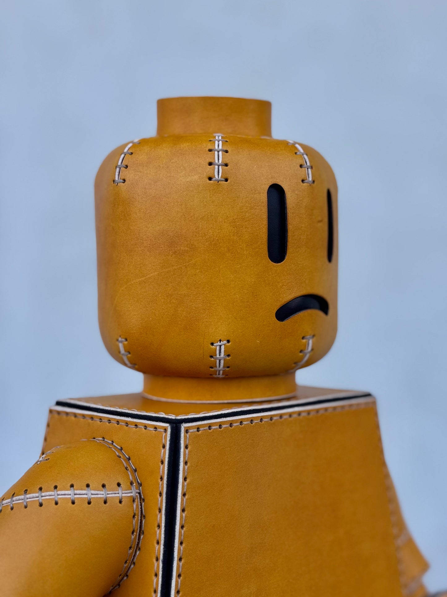 Handmade Building Block Character Leather Sculpture | Articulated Collectible