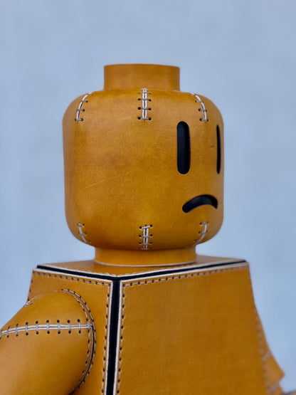 Handmade Building Block Character Leather Sculpture | Articulated Collectible