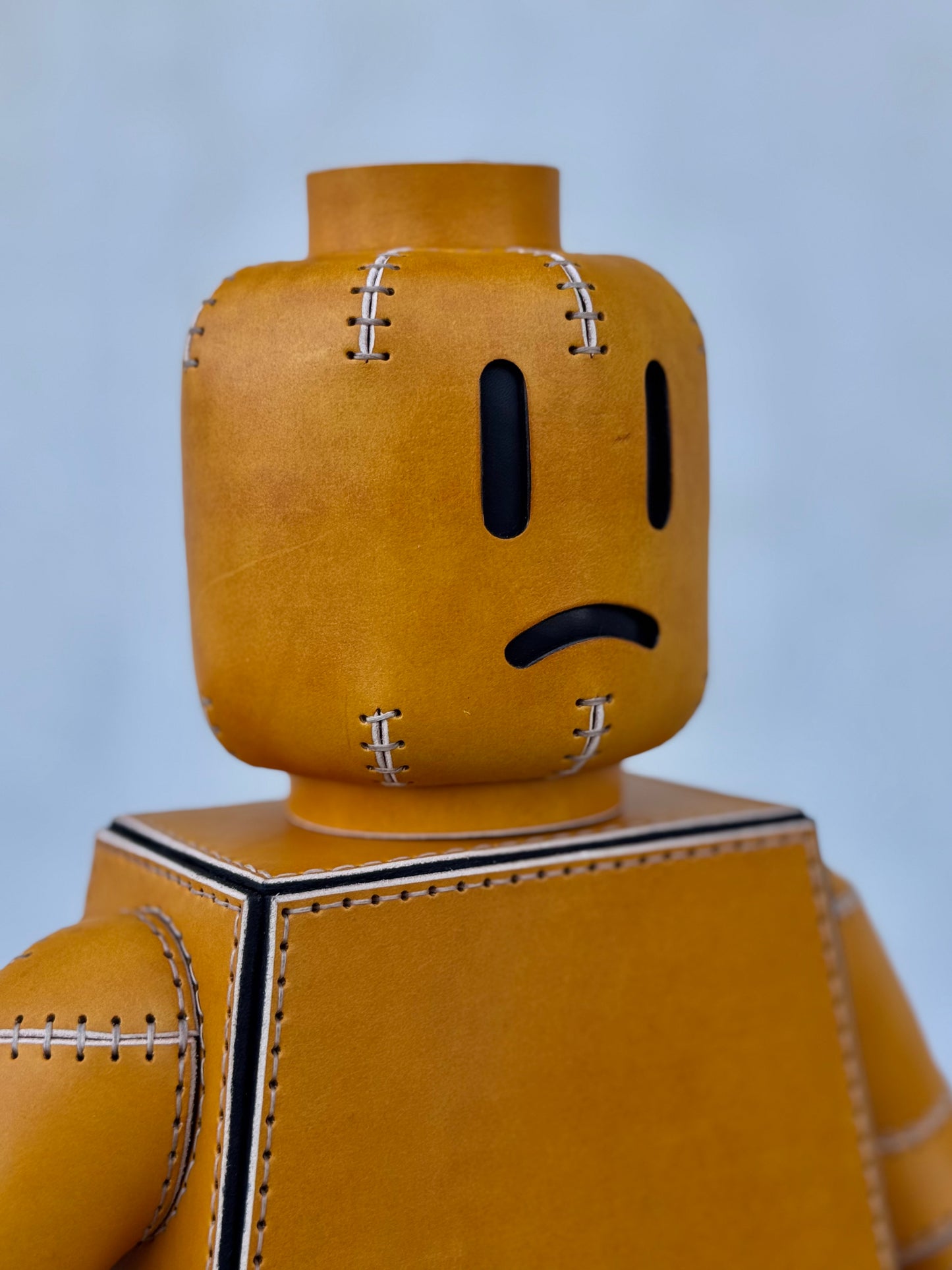 Handmade Building Block Character Leather Sculpture | Articulated Collectible